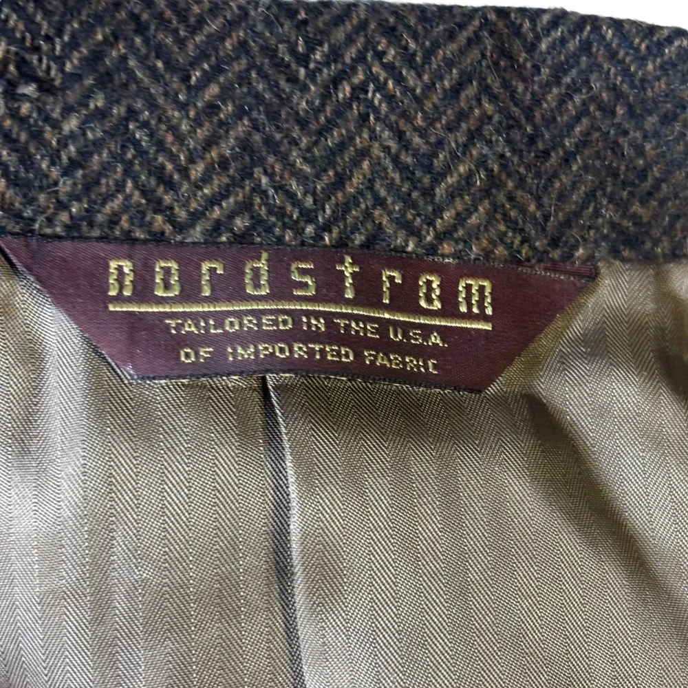 Nordstrom Mens Brown Herringbone Blazer Wool Camel Hair Sport‎ Coat Canada 44 R